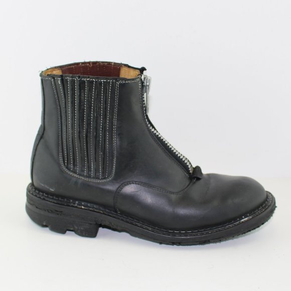John Fluevog Black Leather Zip Ankle Boots (8 US) - Picture 1 of 12
